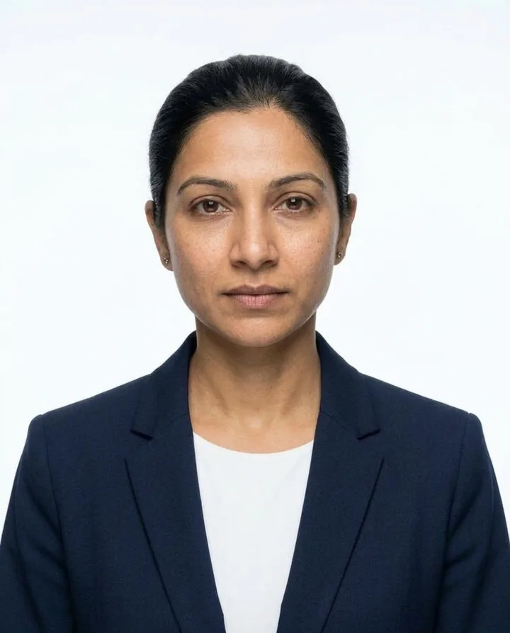 Formal resume photo with a neutral, closed-mouth expression for a Japanese rirekisho