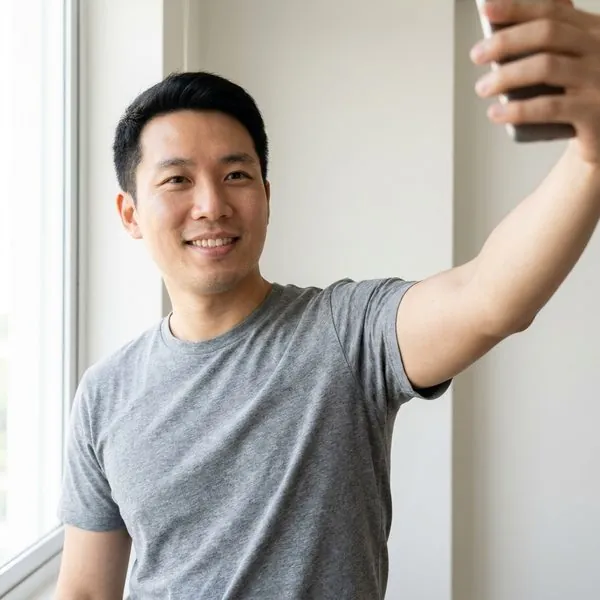 The single phone selfie used to create the AI headshots
